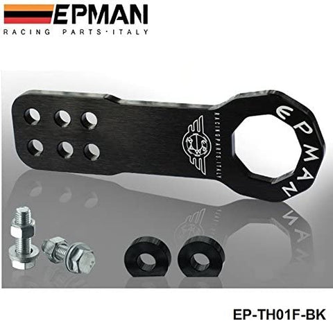 EPMAN Universal All Model Car Trailer Hook Aluminum Tow hook Towing Racing Front (Black)