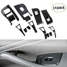 Customized for Tesla Model 3 Model Y Carbon Fiber Inner Window Switch Bring ABS Cover Trim Panel Door Decal Open Button Holder (14 Pieces - Black)