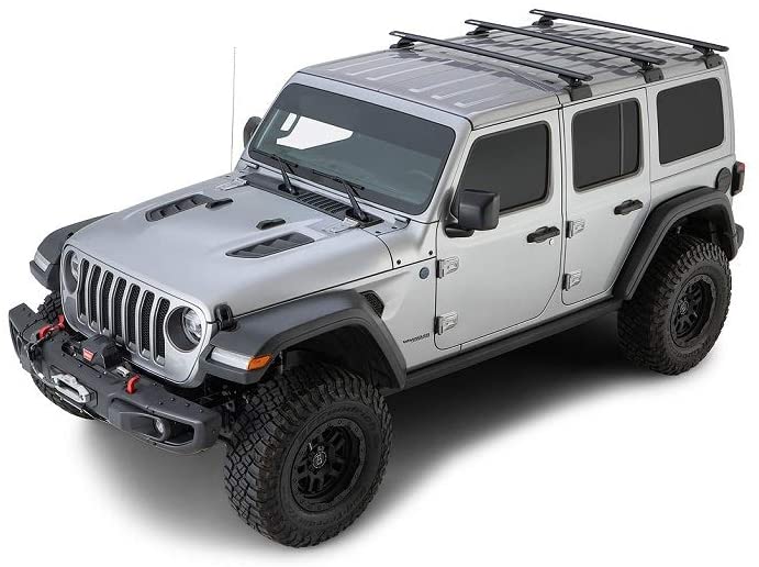 Rhino Rack 2018-2021 Compatible with Jeep Wrangler JL 4dr SUV Hard Top Vortex RCL Black 3 Bar Backbone Roof Rack JB0896