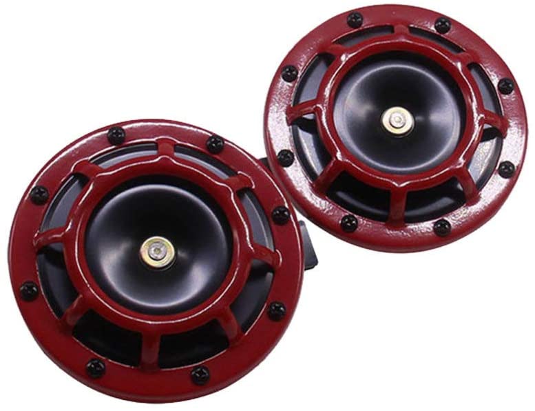 Wakauto 2pcs 12V Electric Blast Tone Horn with Relay Round Loud Horn Speaker for Cars Trucks Motorcycles Scooters Tractors