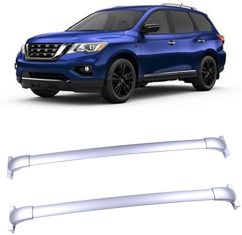 LUJUNTEC Silver Aluminum Roof Mounted Roof Rack Cross Bar Set Fit for Nissan Pathfinder 3.5L 2013-2019 Top Rail Carries Luggage Carrier