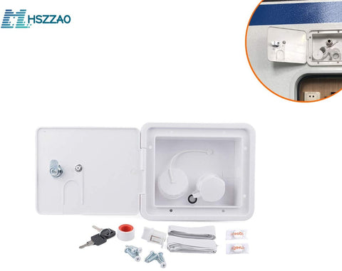 MHSZZAO White Gravity City Water Inlet Integrated Fill Dish Hatch Lock for RV Trailer Camper Back of 1/2