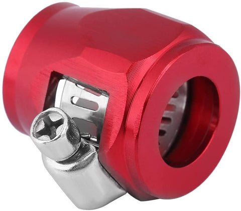 Universal Car Oil Fuel Hose End Clamp Finisher, Aluminum Car Oil Fuel Hose Finisher Water Line Clip Hose Connectors(AN4 12mm Red)
