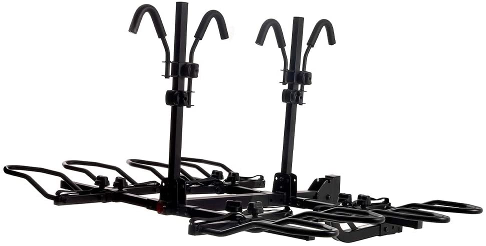 KAC Overdrive Sports K4 2” Hitch Mounted Rack 4-Bike Platform Style Carrier for Standard, Fat Tire, and Electric Bicycles – 60 lbs/Bike Heavy Weight Capacity - Smart Tilting – RV Use Prohibited