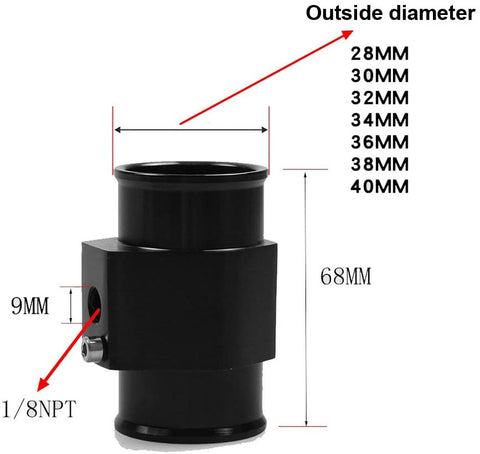 BEESCLOVER 28-40MM Water Temp Temperature Joint Pipe Sensor Gauge Radiator Hose Adapter 36mm