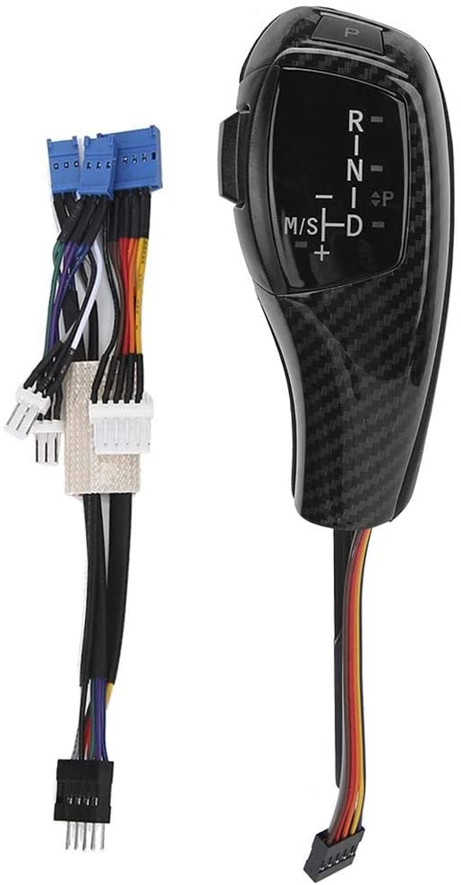 Qii lu LHD Automatic LED Gear Shift Knob, F30 Style Gear Shift Knob Retrofit Kit for E46 E60 E61(Carbon Fiber Texture) (Carbon Fiber Texture)