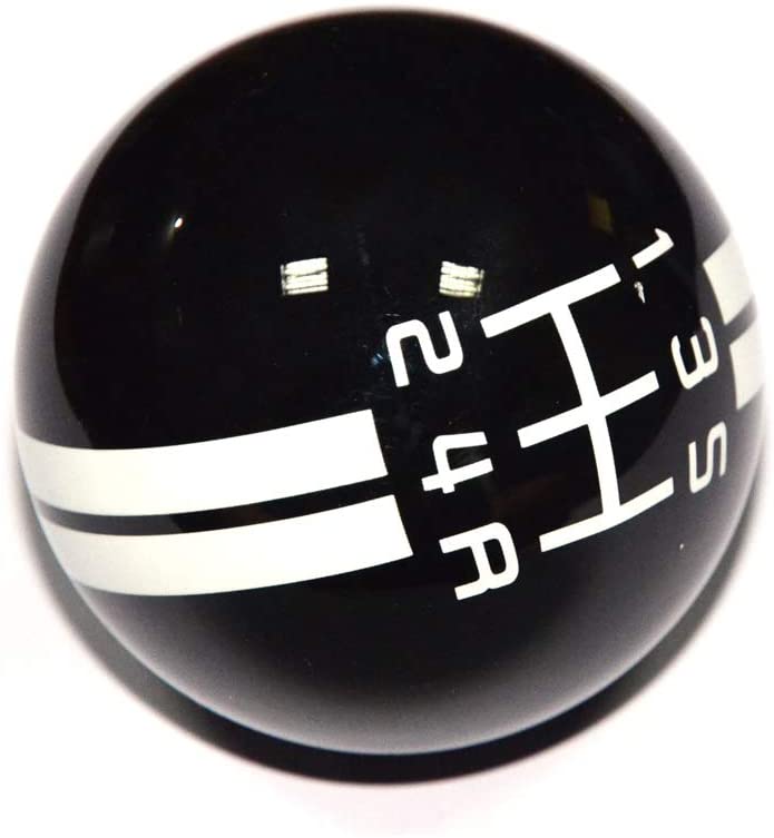 SMKJ 5 Speed Mustang White line Shift Knob Black Car Gear Stick Shift Shifter Knob Automatic Manual Shifter Knob Suitable for Most Transmission Vehicles