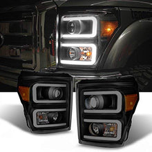 For F-Series SuperDuty Pickup Truck Black Smoked Dual LED Tube Projector Headlights Replacement