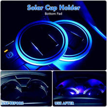 TRUE LINE Automotive 2 Piece Blue Solar Energy Cup Holder LED Insert Interior Car Light Lamp Kit