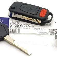 Genuine Mercedes Benz Ignition Lock & Tumbler Cylinder Replacement Part with 1-Key Shell & 1-Flip Remote Key Case. For Model: ML 1997-03. OEM# 1634600004.