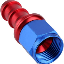 AN8 Oil Line Hose End AN8 Straight 45 90 180 Degree Push On Twist Lock Oil Gas Fuel Line Hose End Male Fitting Blue and Red Color Anodized(0Degree)