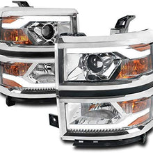 ZMAUTOPARTS For Chevy Silverado 1500 LED Tube Projector Headlights Chrome