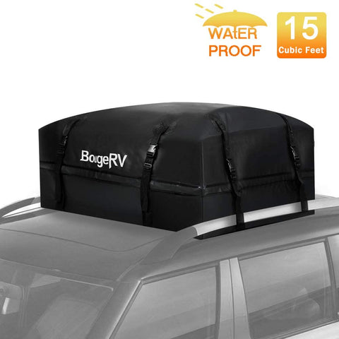 BougeRV Rooftop Cargo Carrier Bag Waterproof 15 Cubic Feet Car Roof Bag Cargo Carrier Travel Storage Luggage Bag Box Soft-Shell for Cars with Rack Jeep Car Truck SUV Van (38