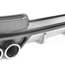 IKON MOTORSPORTS Rear Diffuser Compatible With 2020-2021 Toyota Corolla L LE/XLE | Matte Black Diffuser & Silver Lower Trim Panel & Tips Lower Valance Bumper Lip Spolier