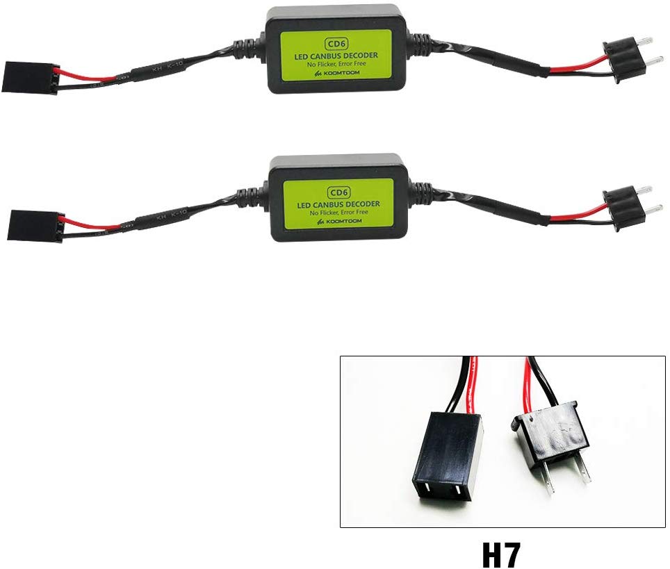KOOMTOOM Canbus Decoder H7 Anti flicker Harness Resistor Led Headlight Bulb Warning Error Canceller Decoder For Volvo BMW 3 Series 318i 320i 325i 330i Jeep Grand Cherokee Ford Focus Sedan VW Touareg