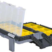 MEIJIA Portable Tool Storage Box, Organizers With Mental Latches And Two Auto Slide Drawers,Elegant Black,22.24x11.89x6.69inches (Large)