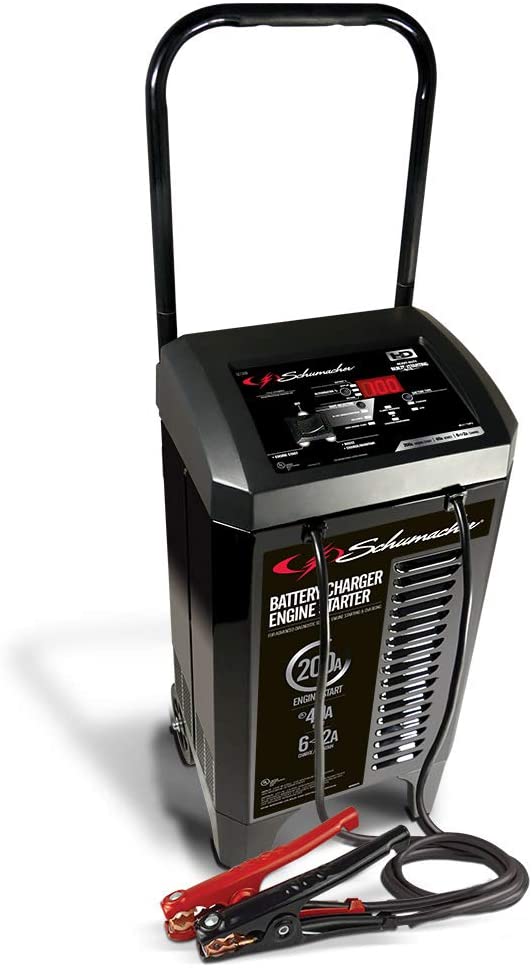 Schumacher SC1309 6/12V Wheeled Automatic Battery Charger and 40/200A Engine Starter with Advanced Diagnostic Testing
