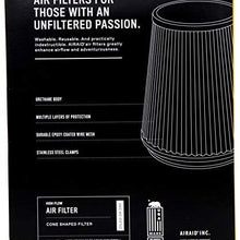 Airaid 721-243 Universal Clamp-On Air Filter: Oval Tapered; 6 Inch (152 mm) Flange ID; 8 Inch (203 mm) Height; 9.156 Inch x 7.5 Inch (233 mm x 191 mm) Base; 6.375 Inch x 3.875 Inch (162 mm x98 mm) Top