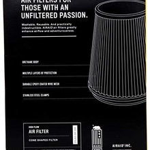 Airaid 703-461 Universal Clamp-On Air Filter: Round Tapered; 6 Inch (152 mm) Flange ID; 8 Inch (203 mm) Height; 7.25 Inch (184 mm) Base; 5 Inch (127 mm) Top