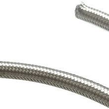 Lizudian 5 Feet Silver AN6 Nylon and Stainless Steel Braided Fuel Oil Gas Line Hose -6AN