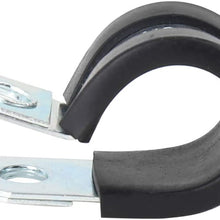 X AUTOHAUX 12pcs 16mm 0.63 Inch R Shape Automotive Galvanized Iron Cable Clamp Rubber Cushioned Insulated Clamp Metal Clamp for Tube Pipe Wire Installation