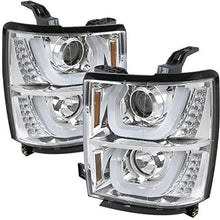 Carpartsinnovate For Chevy 14-15 Silverado 1500 Clear Halo Projector Headlights+LED Signal Lamps