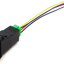 iJDMTOY (1) Factory Style 4-Pole 12V Push Button Switch w/ LED Background Indicator Lights Compatible With Fog Lights, DRL, LED Light Bar, etc (200 Series Toyota, 33x22mm)