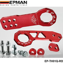 EPMAN Anodized Billet Aluminum Front + Rear Tow Hook Kit For Universal Car (Red)
