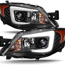 For 2008-2014 Subaru Impreza WRX STI [HID Type] LED DRL Tube Black Bazel Projector Headlights LH+RH Pair