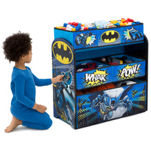 Batman 4-Piece Room-in-a-Box Bedroom Set by Delta Children - Includes Sleep & Play Toddler Bed, 6 Bin Design & Store Toy Organizer and Desk with Chair