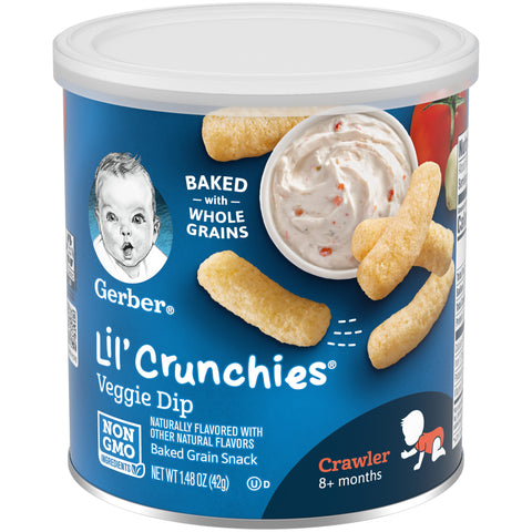 Gerber Lil' Crunchies Baked Corn Snack, Veggie Dip, 1.48 oz.