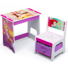 Disney Princess 4-Piece Room-in-a-Box Bedroom Set by Delta Children - Includes Sleep & Play Toddler Bed, 6 Bin Design & Store Toy Organizer and Desk with Chair