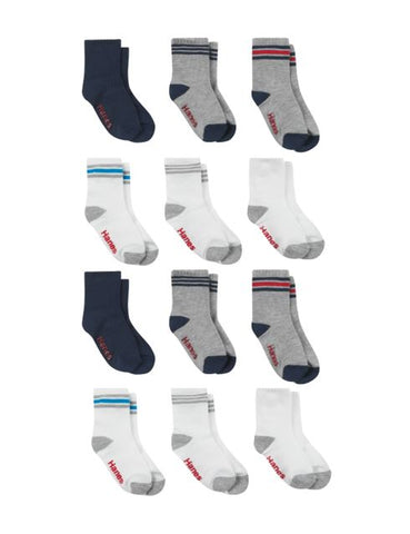 Hanes Baby and Toddler Boys Crew Socks, 12-Pack