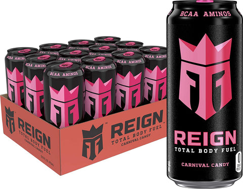 Reign Total Body Fuel, Carnival Candy, Fitness & Performance Drink, 16 Fl Oz (Pack of 12)