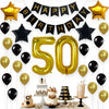 Gold 50th Birthday Decorations Kit – Large, Pack of 26 | Number 5 and 0 Party Balloons Supplies | Black Happy Birthday Banner | Perfect for 50 Years Old Décor