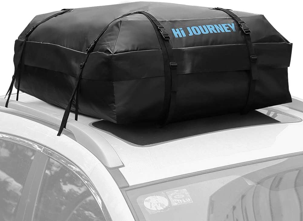 Tchipie Car Rooftop Cargo Carrier Bag, SUV Roof Top Luggage Carrier, Fit for All Vechicles with/Without Rack, Upgraded Waterproof Zipper, Anti-Tear Coated PVC, 15 Cubic Feet (15 Cubic Feet)