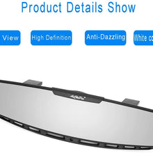 Yoolight Car Rear View Mirror, 12" Wide Angle Universal Curve Convex Rearview Mirror Interior Clip On Original Mirror (White Glass Mirror)