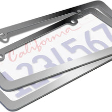 Motorup America Auto License Plate Frame Cover 2-Pack - Fits Select Vehicles Car Truck Van SUV - Thin Frame Chrome