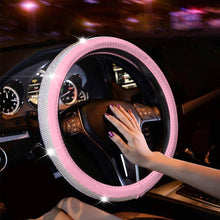 ChuLian Bling Diamond Car Steering Wheel Cover with Crystal Rhinestones Universal 15 Inch for HRV CRV Accord Corolla Prius rav4 Tacoma Camry Fusion Focus (Rose Red)