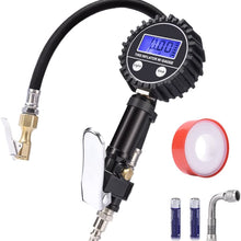 Digital Tire Pressure Gauge MICTUNING Heavy Duty 200 PSI Tire Inflator Air Pressure Gauge with Air Chuck, Valve Extender and Compressor Accessories Black Fits Car Truck Bike Motorcycle