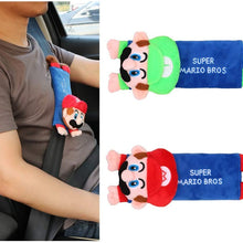 HoDrme Super Mario Car Seat Belt Covers-Plush Mario Brothers Safty Belt Protector Cushions Shoulder Pads, 2 Pieces