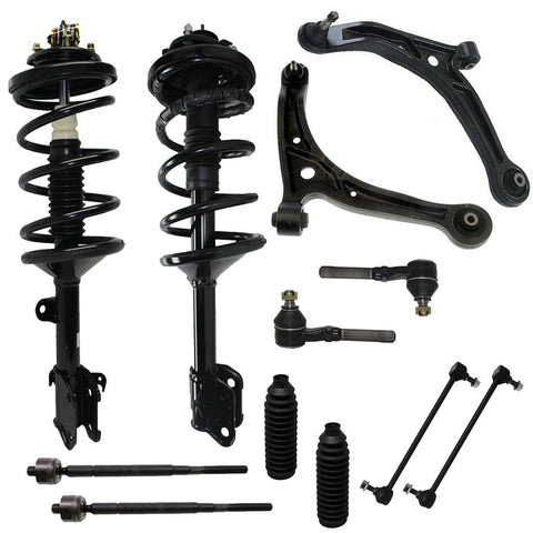 Detroit Axle - New 12-Piece Front Suspension Kit - 2 Lower Control Arms w/Ball Joints, 2 Ready-Struts, 2 Sway Bar End Links, Inner Outer Tie Rod End w/Rack Boots For - 2002 2003 2004 Honda Odyssey