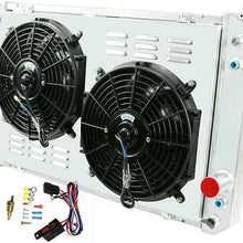 OzCoolingParts 3 Row Core Aluminum Radiator + 2 x 12" Fan w/Louver Shroud + Thermostat/Relay Wire Kit for 1982-1992 83 84 85 86 87 88 89 90 91 Chevy Camaro P20 P30/Pontiac Firebird/GMC P2500 P3500