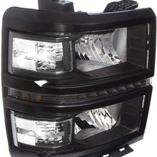 For 14-16 Chevy Silverado 1500 LED Black Housing Pair Headlights Headlamps Clear Reflector Lamp