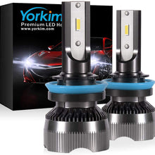 Yorkim H11 LED Headlight Bulb, All-in-One Conversion Kit with Silent Fan, 8000LM CSP Chips, Replacement for Halogen Headlight or High Low Beam Headlamp, Adjustable Perfect Beam 6000K Cool White