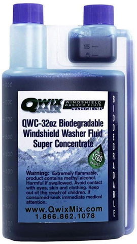 Qwix Mix Biodegradable Windshield Washer Fluid Concentrate, 1 Bottle Makes 1,760 Gallons, 1 oz. Makes 55 Gallons - Grime & Bug Remover, Superior Commercial Grade Glass Cleaner, Single