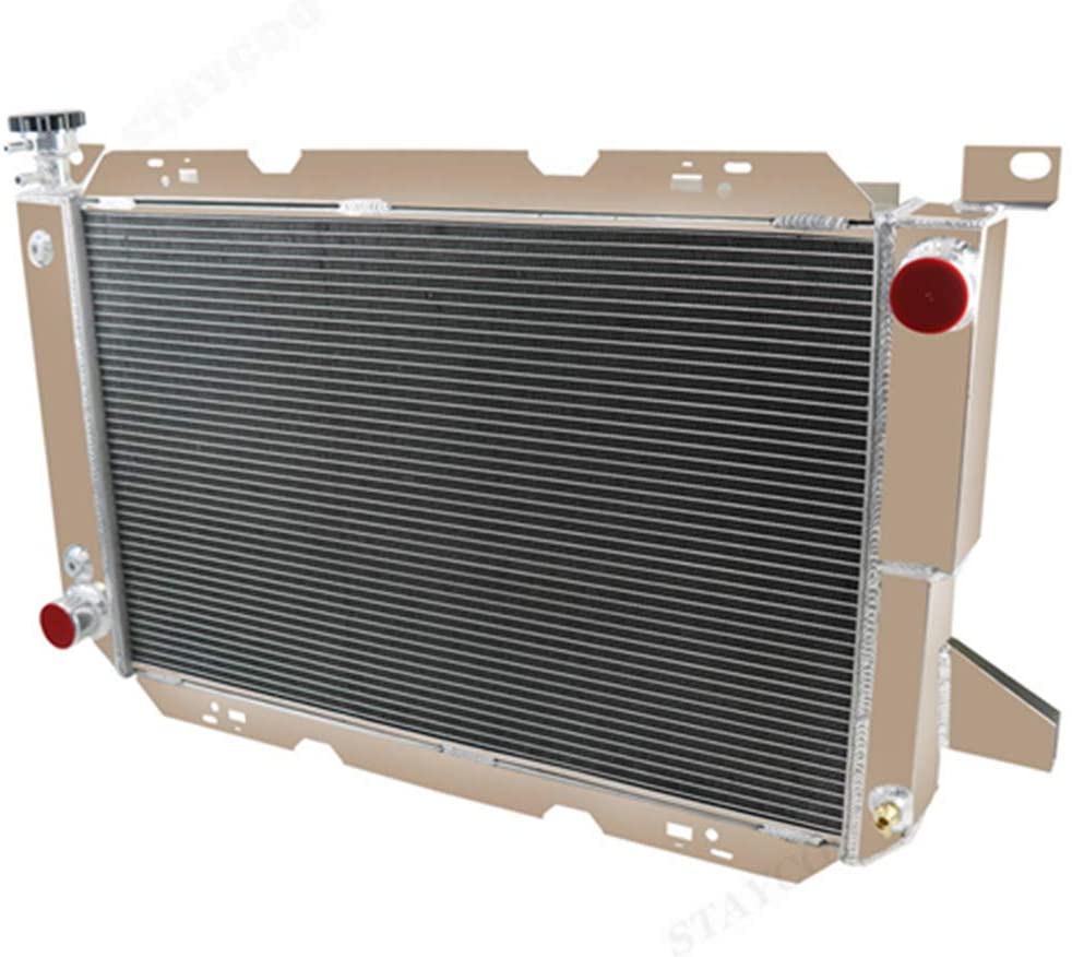 CoolingSky 4 Row Full Aluminum Radiator for 1985-1997 Ford F-150 F-250 F-350 Truck 5.0 5.8 7.5丨Bronco V8