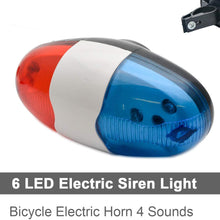 Bicycle Police Sound Light 6 LED Lights 4 Sounds Police Trumpet Cycling Horn Bell Car Rear Light Red and Blue