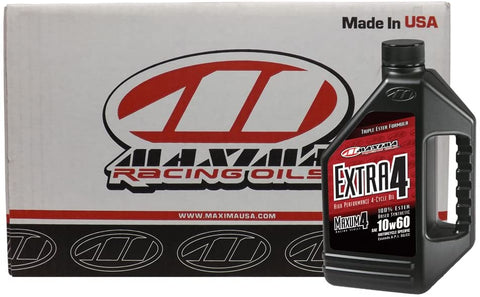 Maxima CS30-309128-4PK Extra4 4T 10W-60 Synthetic Motorcycle Engine Oil - 1 Gallon Jug, (Case of 4)