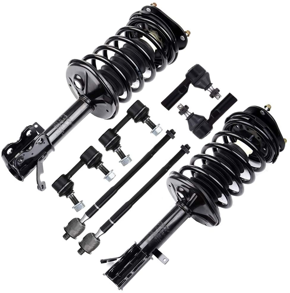 TUPARTS Front Shocks Struts Complete Replacement Set Stabilizer Bar Link Kit Tie Rod End fit for 98 99 00 01 02 Chevrolet Prizm suspension 271952 271951 K90124 ES2382set of 8